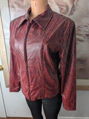 Y2K Fuda Sport faux leather red snakeskin jacket Size M